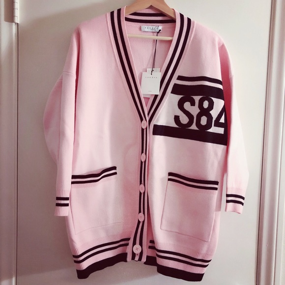 sandro pink cardigan